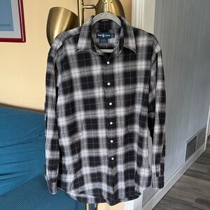 Ralph Lauren Gray and Black Flannel Checkered Shirt